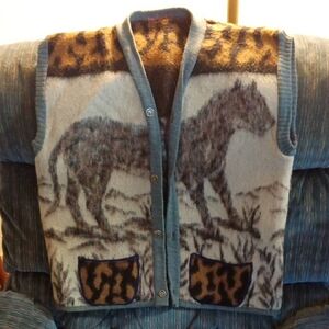 Vintage Animal Print Wool Vest
